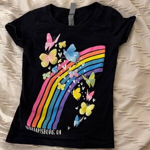 Black Butterfly and Rainbow Girls T-Shirt